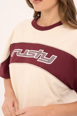 Kinetic Oversize Tee Cream/Burgundy