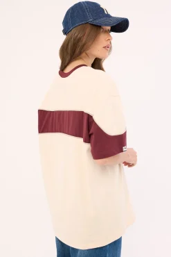 Kinetic Oversize Tee Cream/Burgundy