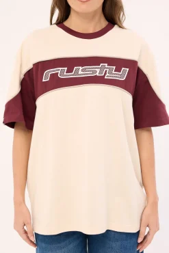 Kinetic Oversize Tee Cream/Burgundy