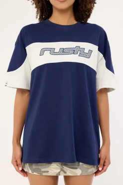 Kinetic Oversize Tee Navy Blue