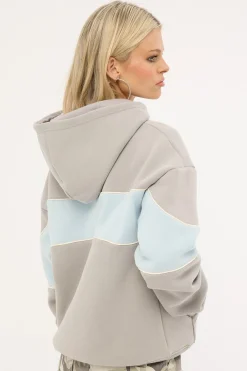 Kinetic Oversized Hooded Fleece Grey/Light Blue