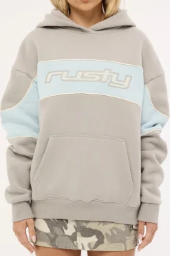 Kinetic Oversized Hooded Fleece Grey/Light Blue