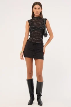 Kingsley Tie Mini Skirt Black