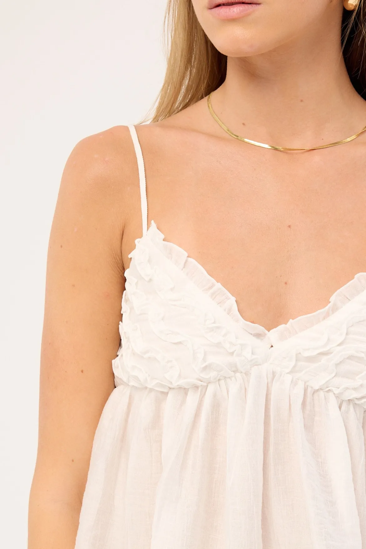 Klara Frill Cami Top White