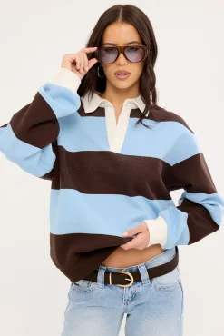 Kleo Fleece Rugby Brown Stripe