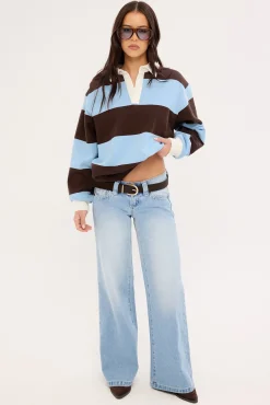 Kleo Fleece Rugby Brown Stripe