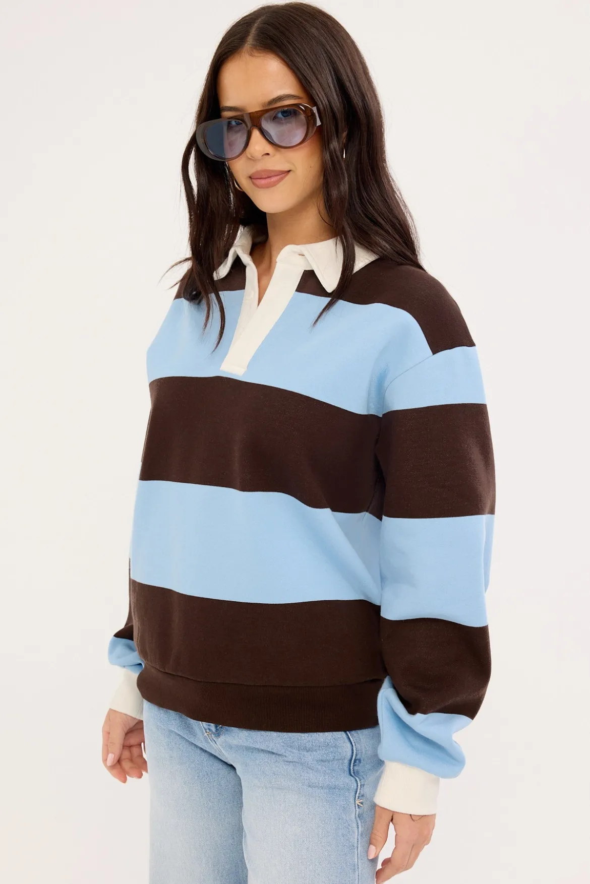 Kleo Fleece Rugby Brown Stripe