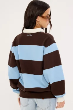 Kleo Fleece Rugby Brown Stripe