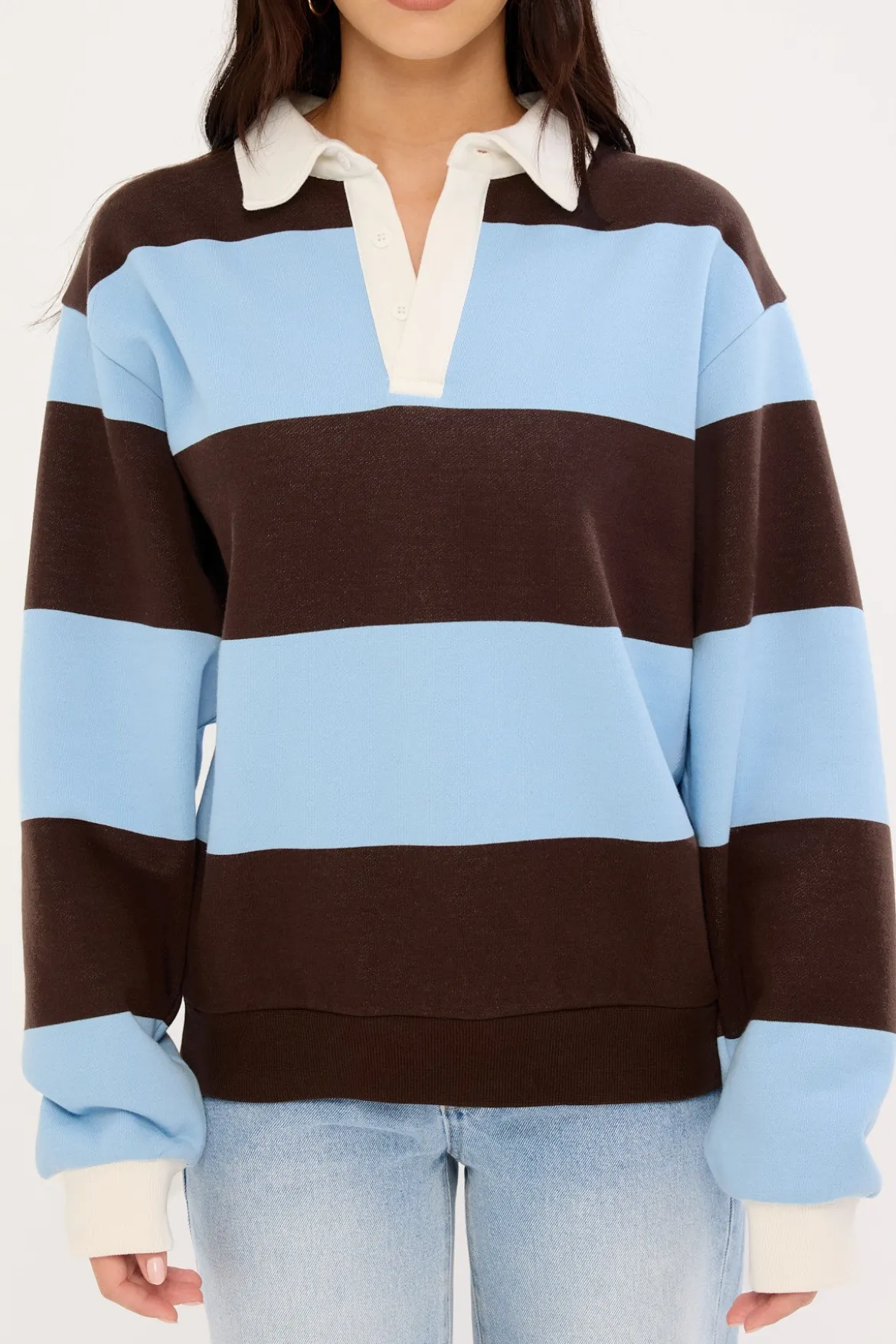 Kleo Fleece Rugby Brown Stripe