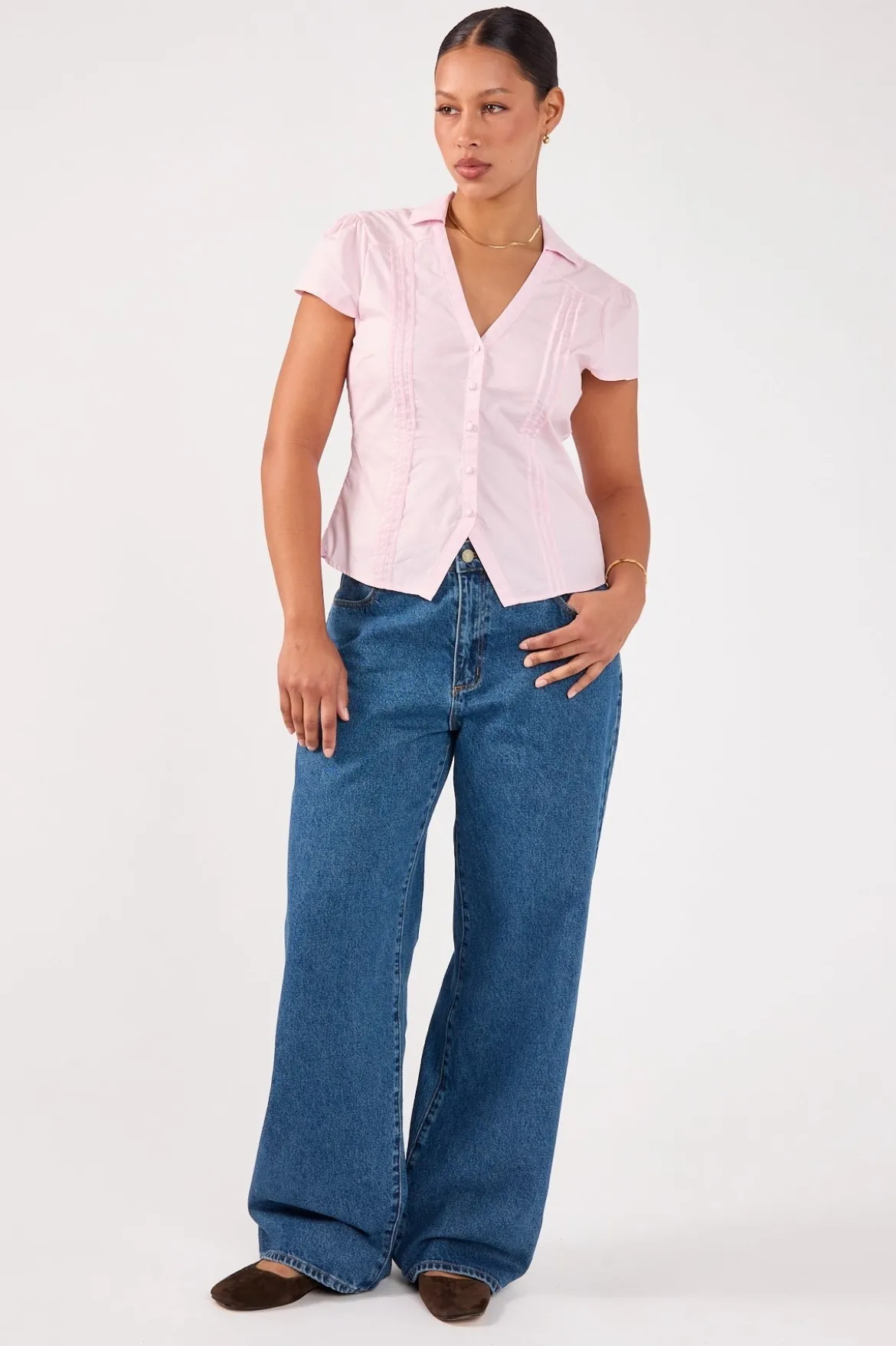 Koa Short Sleeve Blouse Pink
