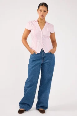 Koa Short Sleeve Blouse Pink