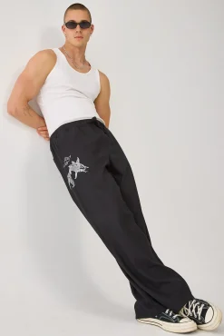 Koi Fish Baggy Linen Pant Black