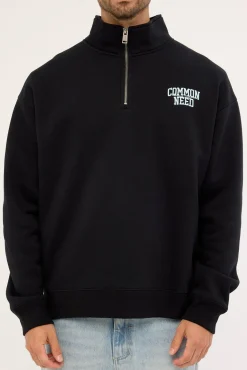Koi Fish Quarter Zip Sweater Black