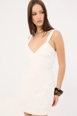 Kora Beaded Linen Mini Dress White