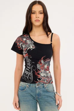 Kyou Off Shoulder Tee Black