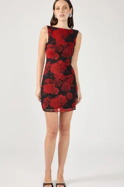 La Rosalia Backless Mini Dress Red Print