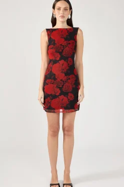 La Rosalia Backless Mini Dress Red Print