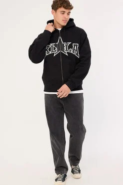 LA Star Zip Thru Hood Black