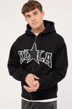 LA Star Zip Thru Hood Black