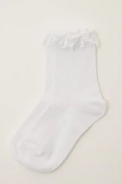 Lace Trim Socks White
