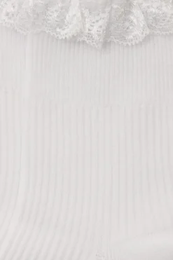 Lace Trim Socks White