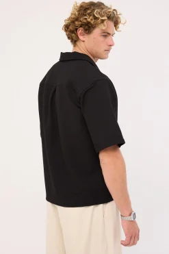 Lagos Boxy Cropped Resort Shirt Black