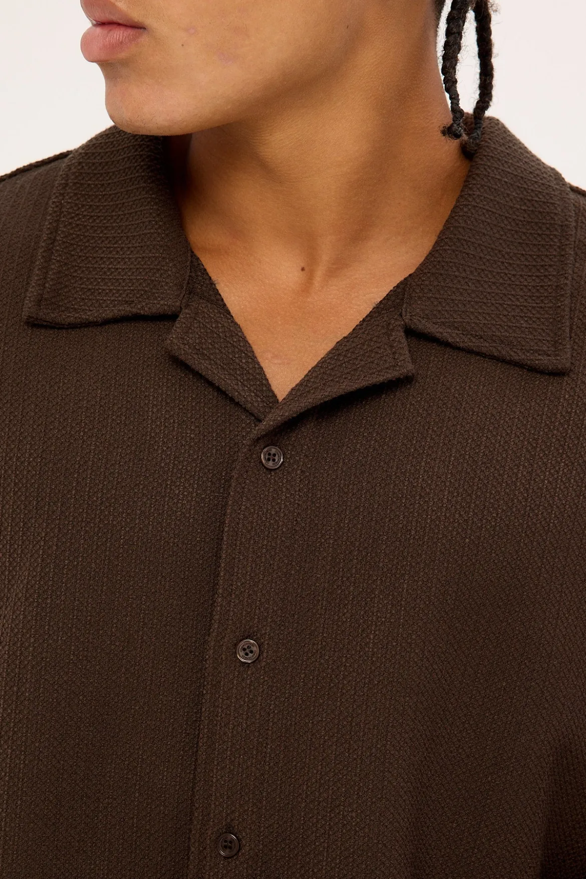 Lagos Boxy Cropped Resort Shirt Dark Brown