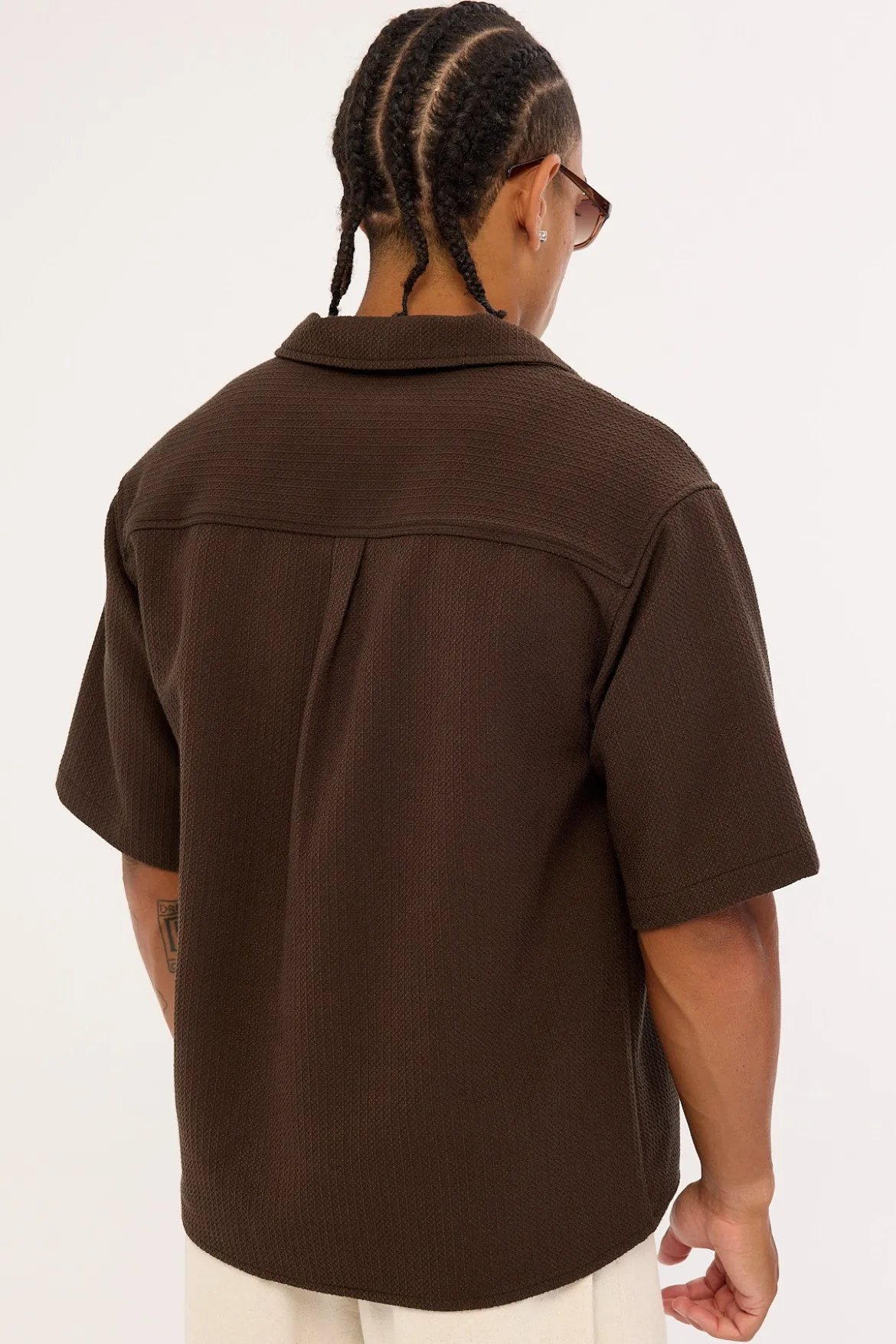 Lagos Boxy Cropped Resort Shirt Dark Brown