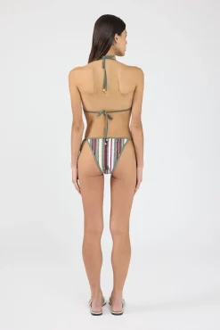 Lani Halter Bikini Top Khaki Stripe