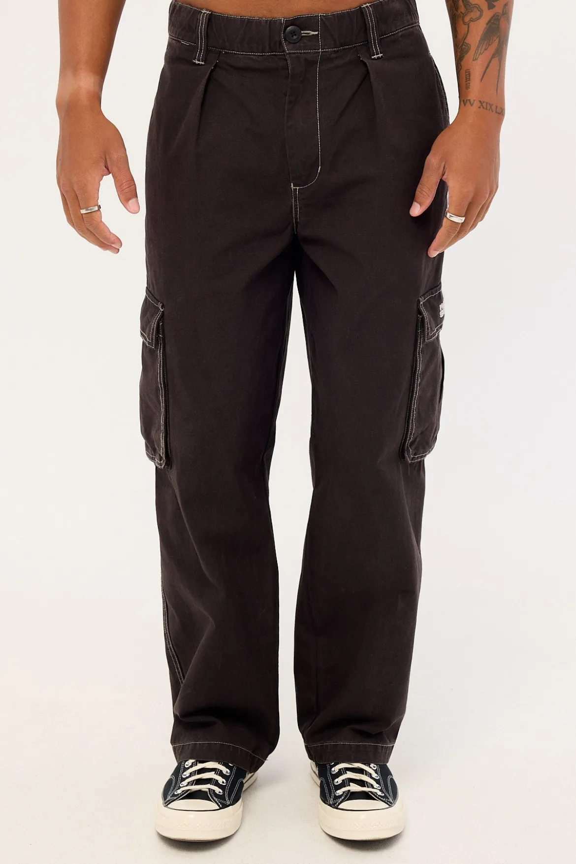 Laser Elastic Cargo Pant Black