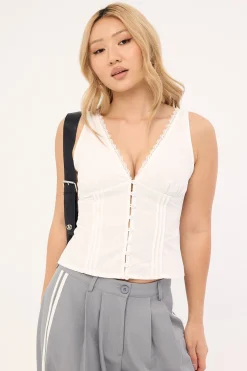 Lasily Sleeveless Corset Top White