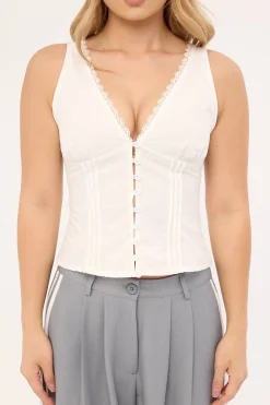 Lasily Sleeveless Corset Top White