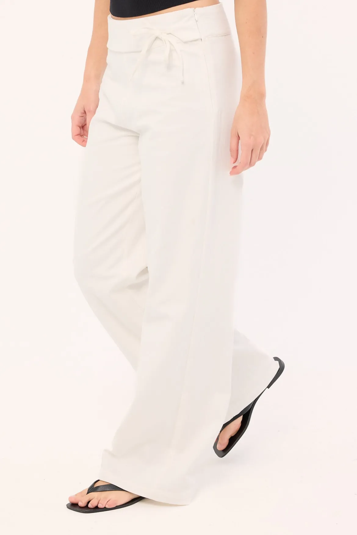 Laurie Tie Side Mid Rise Pants White