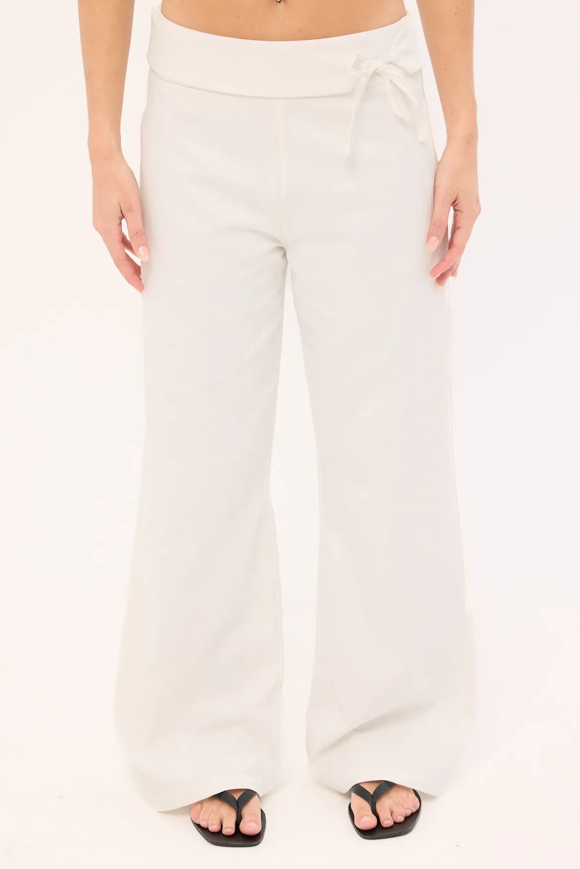 Laurie Tie Side Mid Rise Pants White