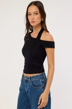 Layered Halter T-shirt Black