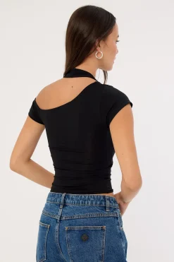 Layered Halter T-shirt Black