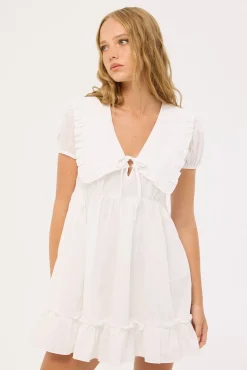 Layla Ruffle Collar Mini Dress White