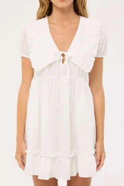 Layla Ruffle Collar Mini Dress White