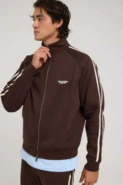 League Zip Up Sweater Dark Brown