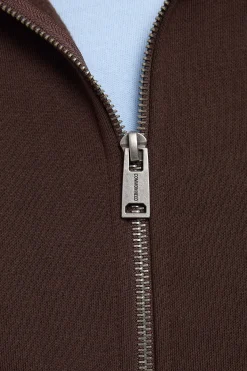 League Zip Up Sweater Dark Brown