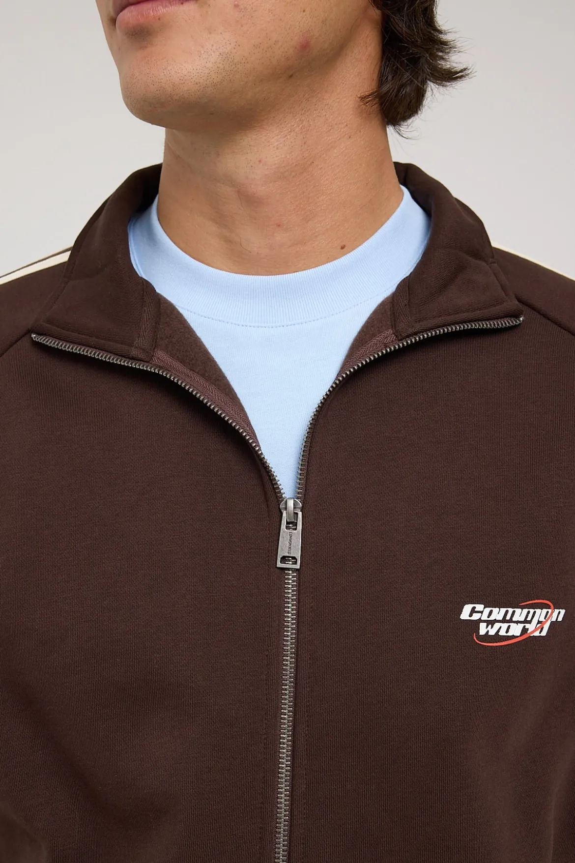League Zip Up Sweater Dark Brown