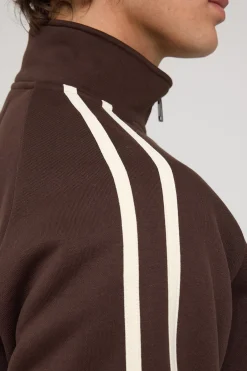League Zip Up Sweater Dark Brown