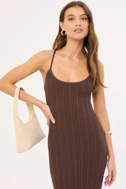 Lennon Knit Midi Dress Brown