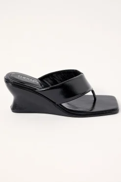Lennox Thong Heel Black Crinkle
