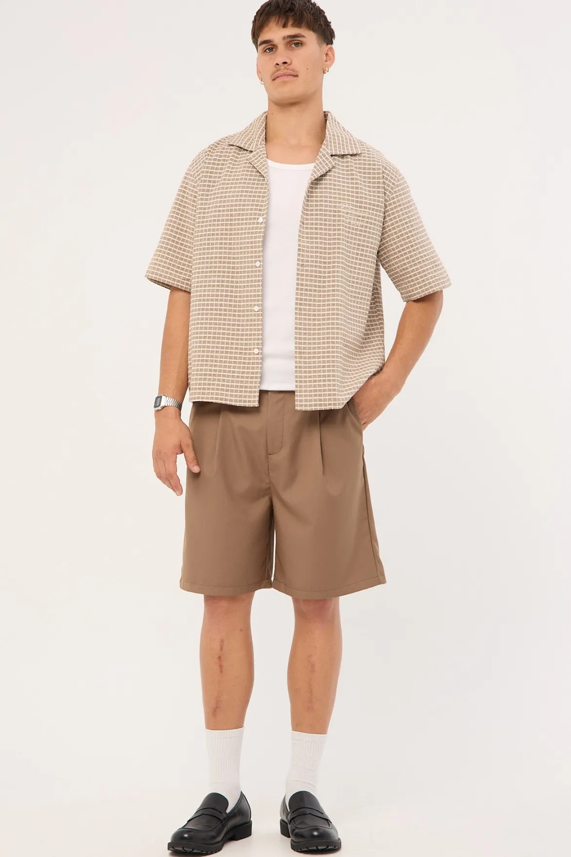 Lenny Tailored Short Taupe Brown