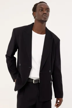 Leo Double Breasted Relaxed Blazer Black