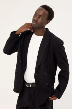 Leo Double Breasted Relaxed Blazer Black