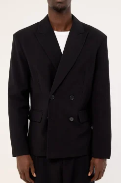 Leo Double Breasted Relaxed Blazer Black