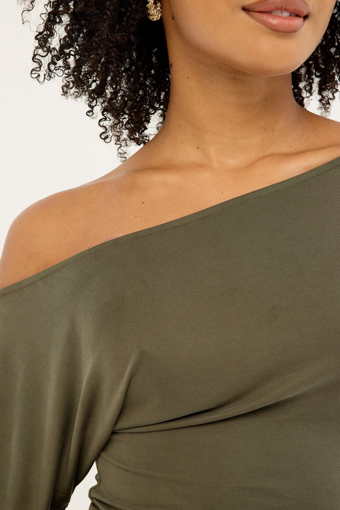 Leo Ruched T-shirt Khaki Green