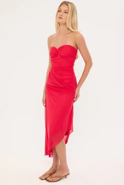 Lettie Mesh Midi Dress Raspberry